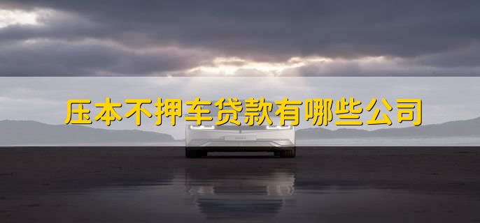 压本不押车贷款有哪些公司